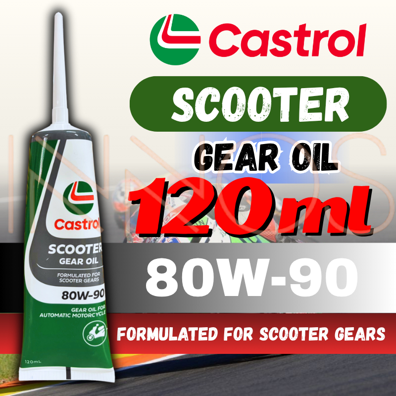 น้ำมันเฟืองท้าย CASTROL SCOOTER GEAR OIL 80W-90 ขนาด 120ml. สำหรับรถจักรยานยนต์เกียร์อัตโนมัติ (Castrol-Gear)