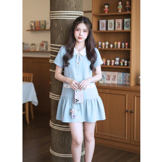 【XS-5XL】 มินิเดรส ดีเทลเเต่งโบว์ ใส่เดท โทนสีพื้นมินิมอล เดรสสาวอวบ ดีไซส์พรางหุ่น สำหรับสาวพลัสไซซ์