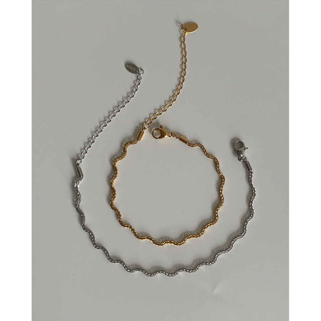 สร้อยสเตนเลส สร้อยเปล่า water proof, long lasting กันน้ำกันเหงื่อ HER OBJECTIVE_HER EMMA CURL BRACELET