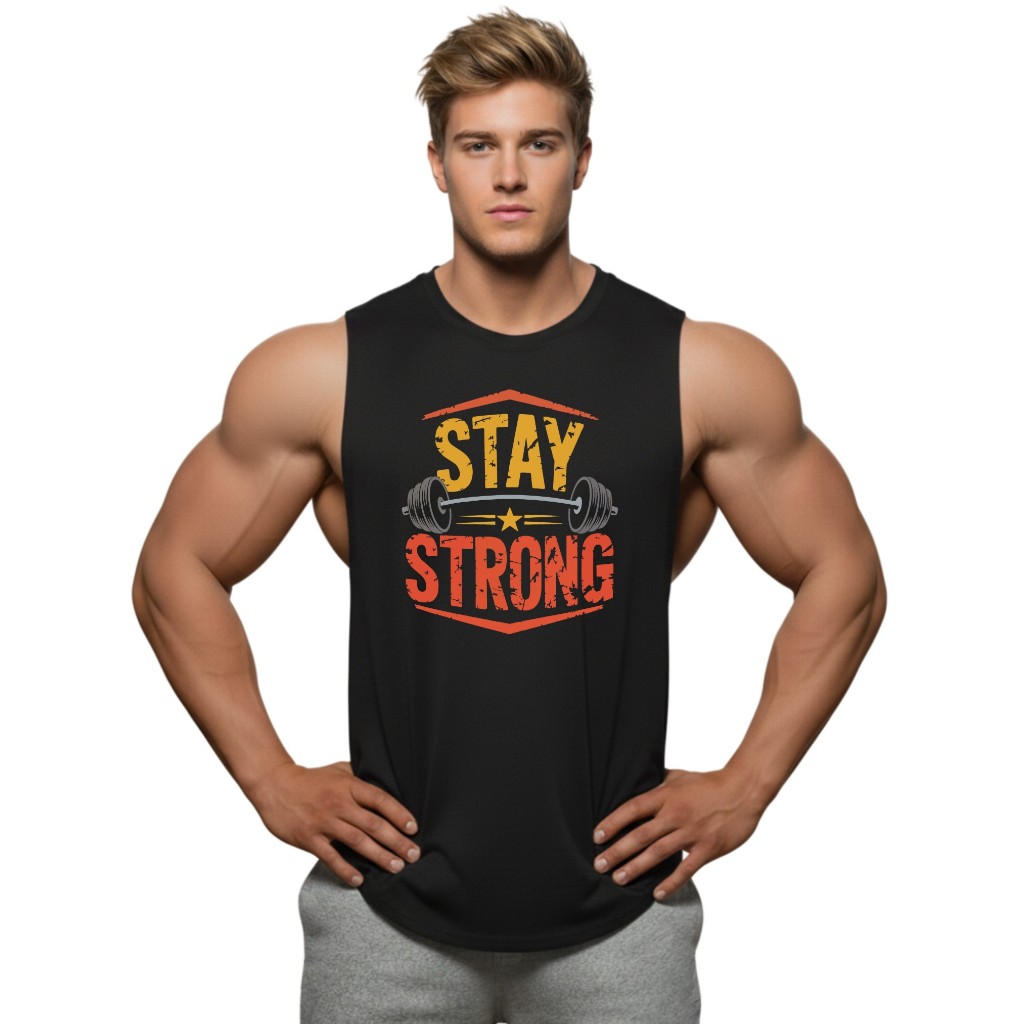 STAY STRONG เสื้อแขนกุดเว้าแขนกว้าง Drop Arm Sleeveless Muscle Shirt