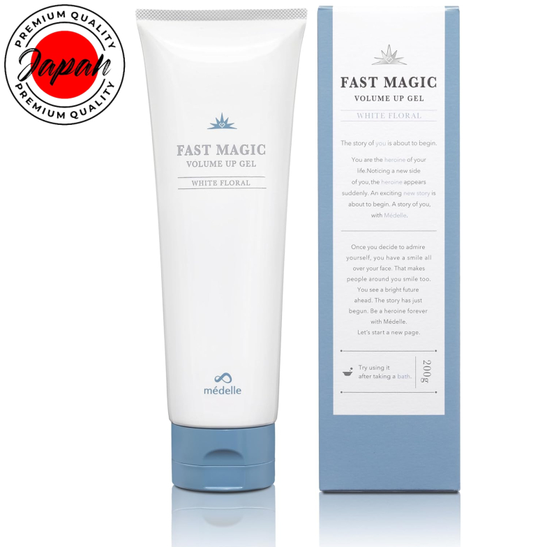 medelle FAST MAGIC Volume Up Gel 200g Made in Japan Bust Care Cream Gel with Human Stem Cells White floral/Lavender aroma 100% Authenticity direct from Japan