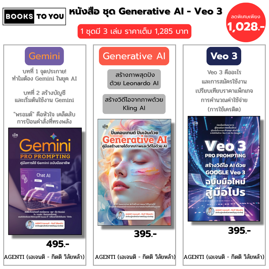 หนังสือ ชุด คู่มือสร้าง VDO จาก AI - Generative Al Gemini PRO PROMPTING Google Veo3 I โดย เอเจนติ