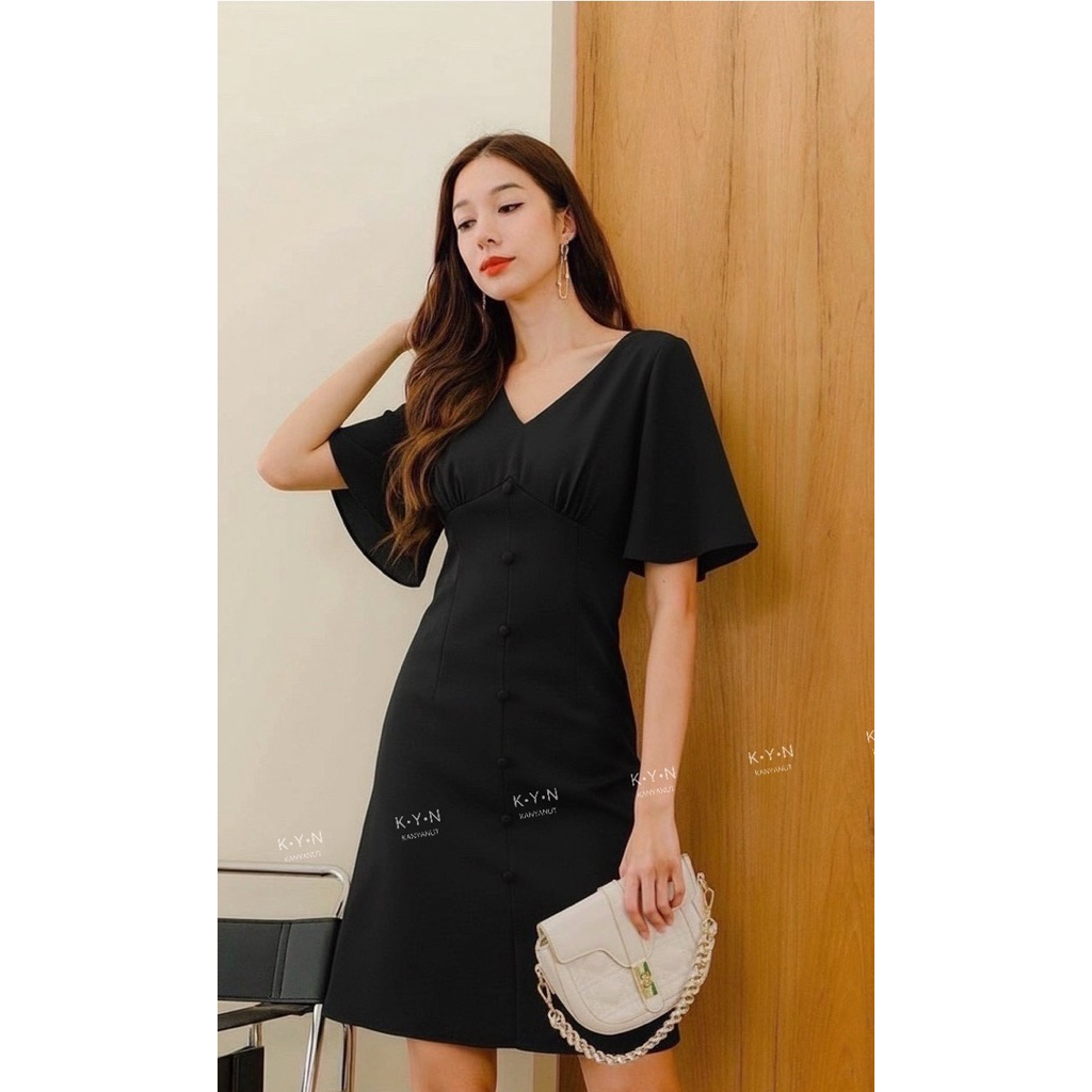 K•Y•N เดรสสีดำ เดรสทำงาน เดรสออกงาน งานป้าย KNY 3104