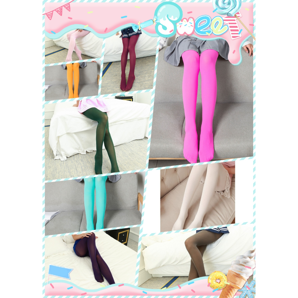 ถุงน่องผู้ใหญ่สีสันสดใสผ้าหนา100Dสำหรับการแสดง สีแฟชั่น​ สดใส ปิดรอยได้ ได้ถึงน้ำหนัก 80 โล