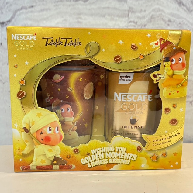 Nescafe GOLD CREMA twinkle twinkle กาแฟสำเร็จรอูอาราบิก้าเลนด์ ปริมาณสุทธิ 200 กรัม+แก็วtwinkle 1 ใบ