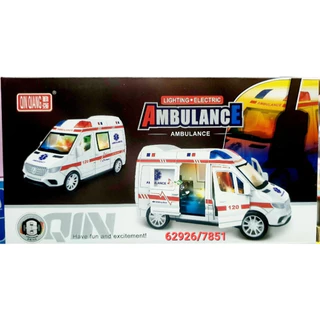 รถพยาบาลของเล่นเด็ก Ambulance ใส่ถ่านวิ่งชนถอย มีไฟมีเสียง เปิดประตูได้