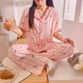 ชุดนอนแขนสั้น-ขายาว ชุดนอนผู้หญิง มีบราในตัว ลายการ์ตูนน่ารักๆ ผ้านิ่มใส่สบาย ไซส์ใหญ่ M-3XL