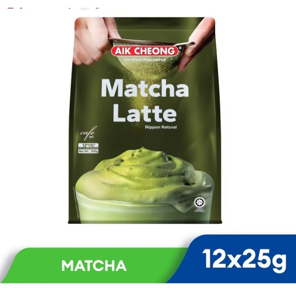 aik cheong matcha latte 3in1มัทฉะแบบสำเร็จรูป 1ถุงมี12ซอง