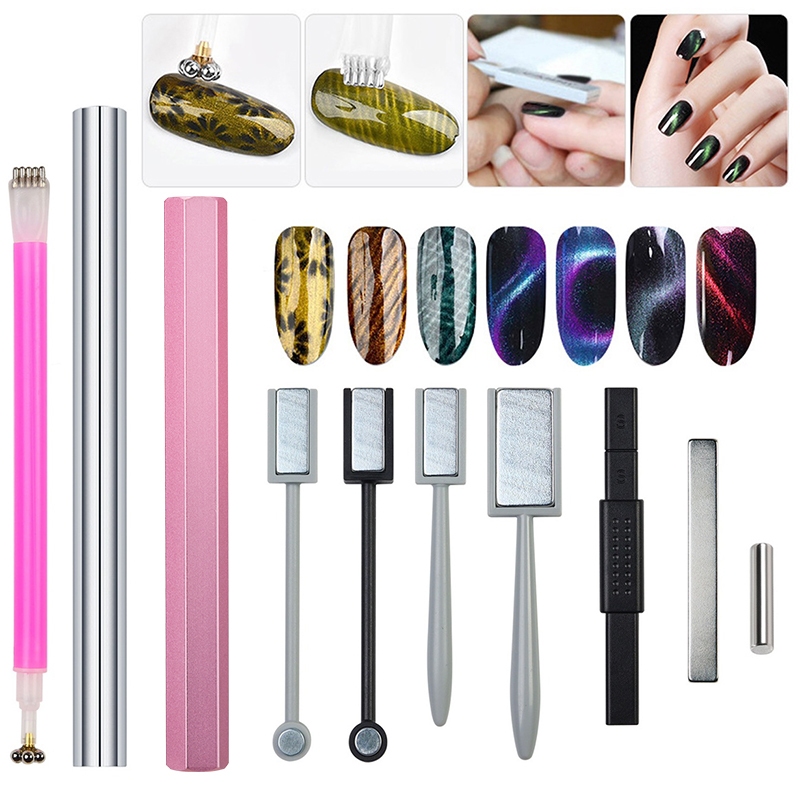 Nawoelite อุปกรณ์ทำเล็บ เครื่องมือ แม่เหล็ก อุปกรณ์ทำเล็บแม่เหล็ก เครื่องมือDIY ทรงกลม-สี่เหลี่ยม เหมาะกับมือใหม่