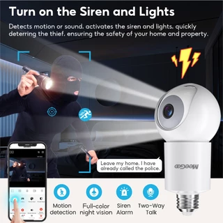 MeeGoo Tuya Smart WiFi Bulb Camera E27 กล้องวงจรปิดไร้สาย 4MP 2560*1440P กล้องวงจรปิดความละเอียดสูง