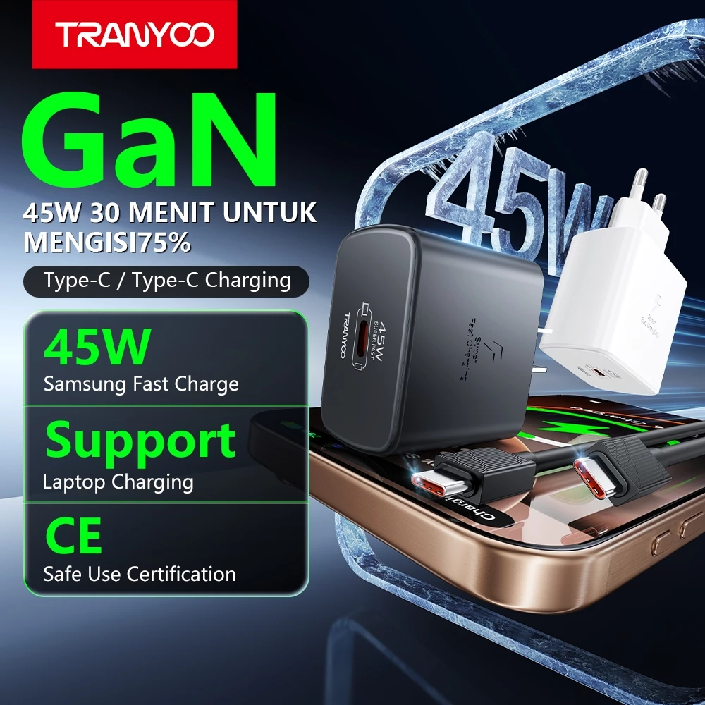TRANYOO 【TIS】SA6C 45W Sam&sung จากซัมซุง อะแดปเตอร์ Type-C to Type-C รองรับโปรโตคอลการชาร์จเร็ว