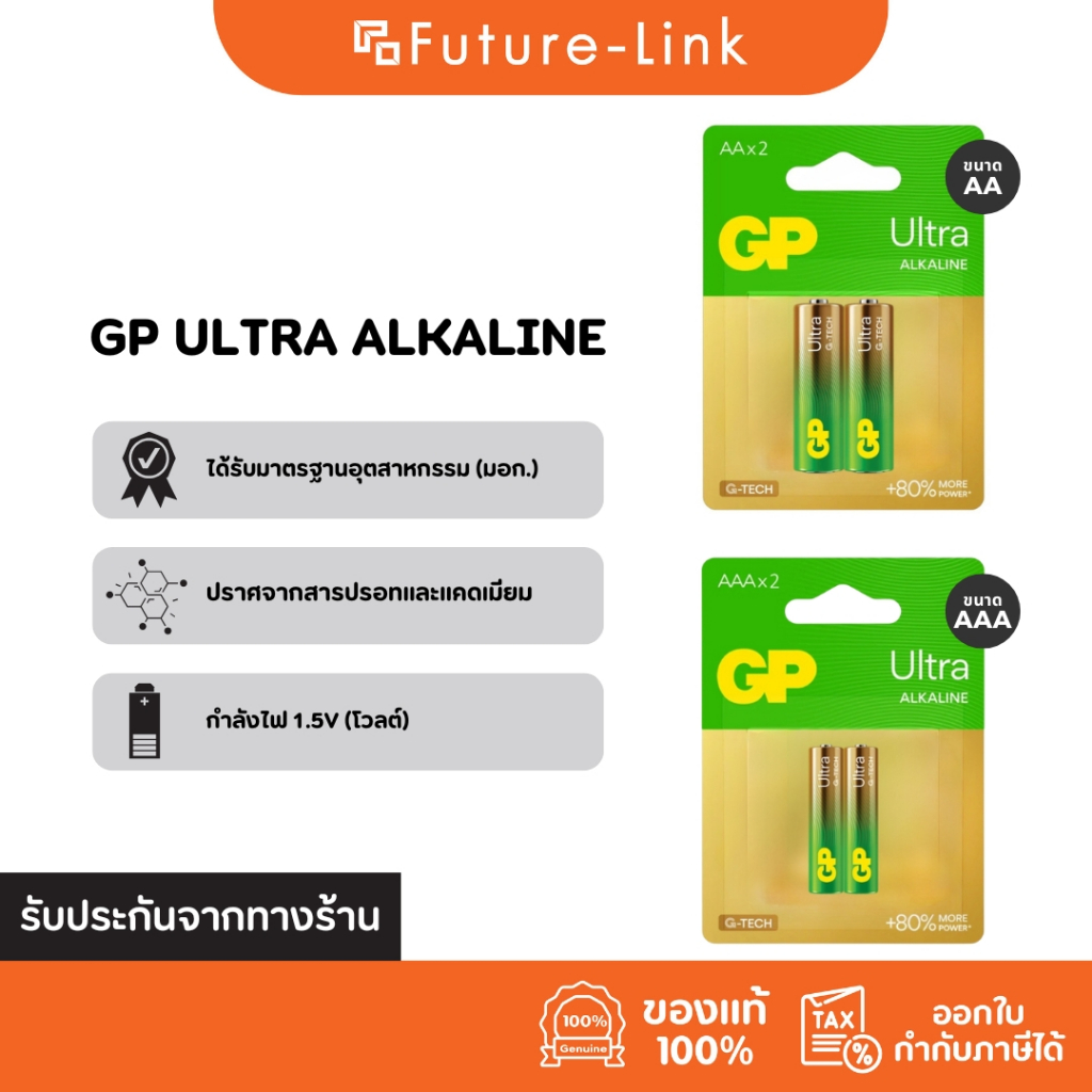 GP Battery Ultra Alkaline AA /AAA/AAAA(2/4/8 ก้อน) – ถ่านอัลคาไลน์พลังสูง ใช้นาน คุ้มค่า