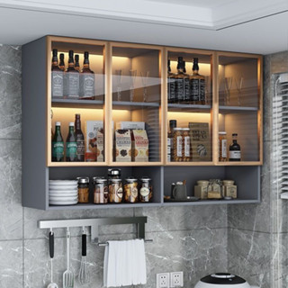 ตู้แขวนติดผนัง ตู้เก็บของอเนกประสงค์บานกระจก ชั้นวางในครัว ส…