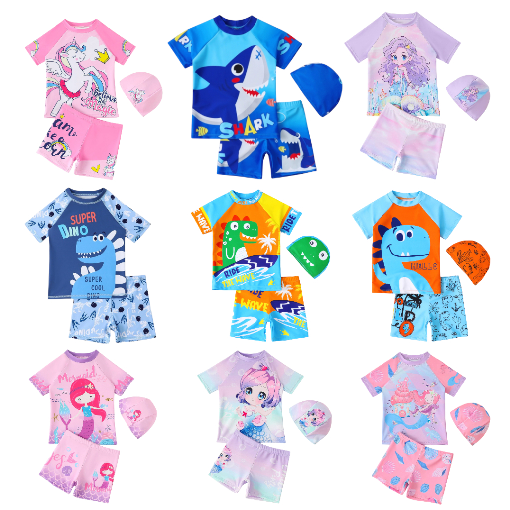 ชุดว่ายน้ำเด็กทูพีช ชุดว่ายน้ำเด็กชายและเด็กหญิงลายการ์ตูนน่ารักสีสวย Y09
