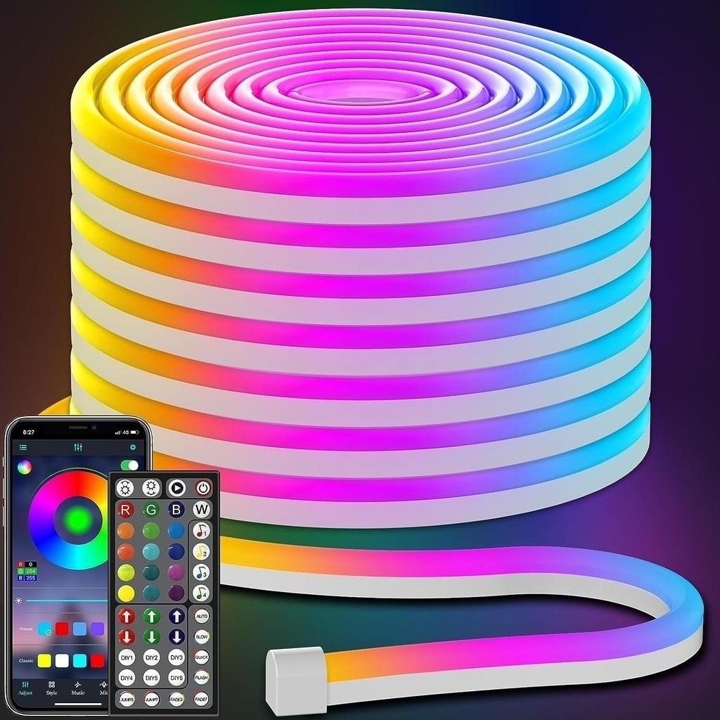 แถบไฟนีออน RGB พร้อม APP และโหมดซิงค์ดนตรีกันน้ำระยะไกลสำหรับห้องนอนกลางแจ้ง Decro LED Strip