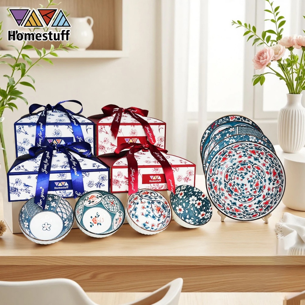 HOMESTUFF ชุดจานชามเซรามิกสุดหรู พร้อมกล่องของขวัญผูกริบบิ้นอย่างประณีต แบบพิเศษเฉพาะร้านเราเท่านั้น gift