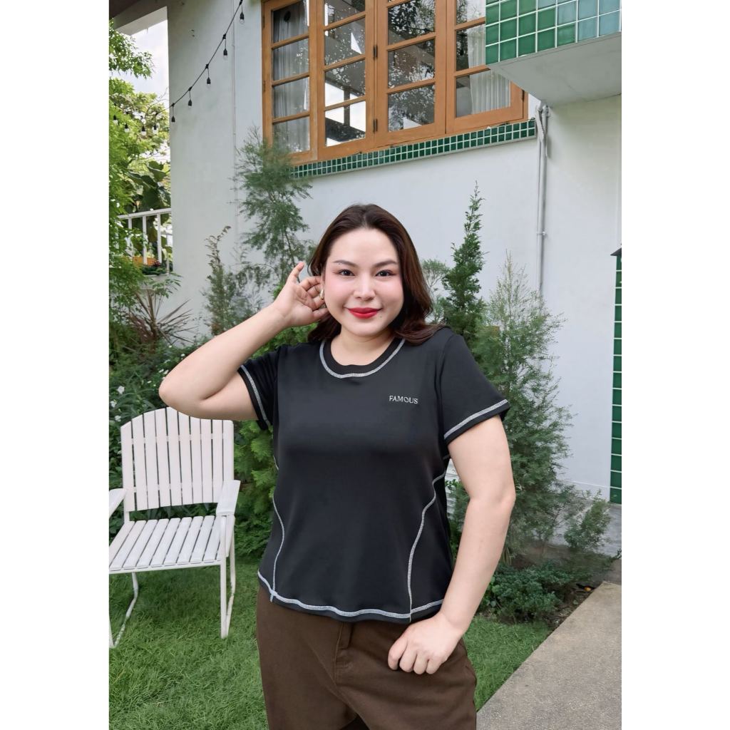 Stitch Basic Tee เสื้อคอกลมปักลาย #FMBL-F2T440