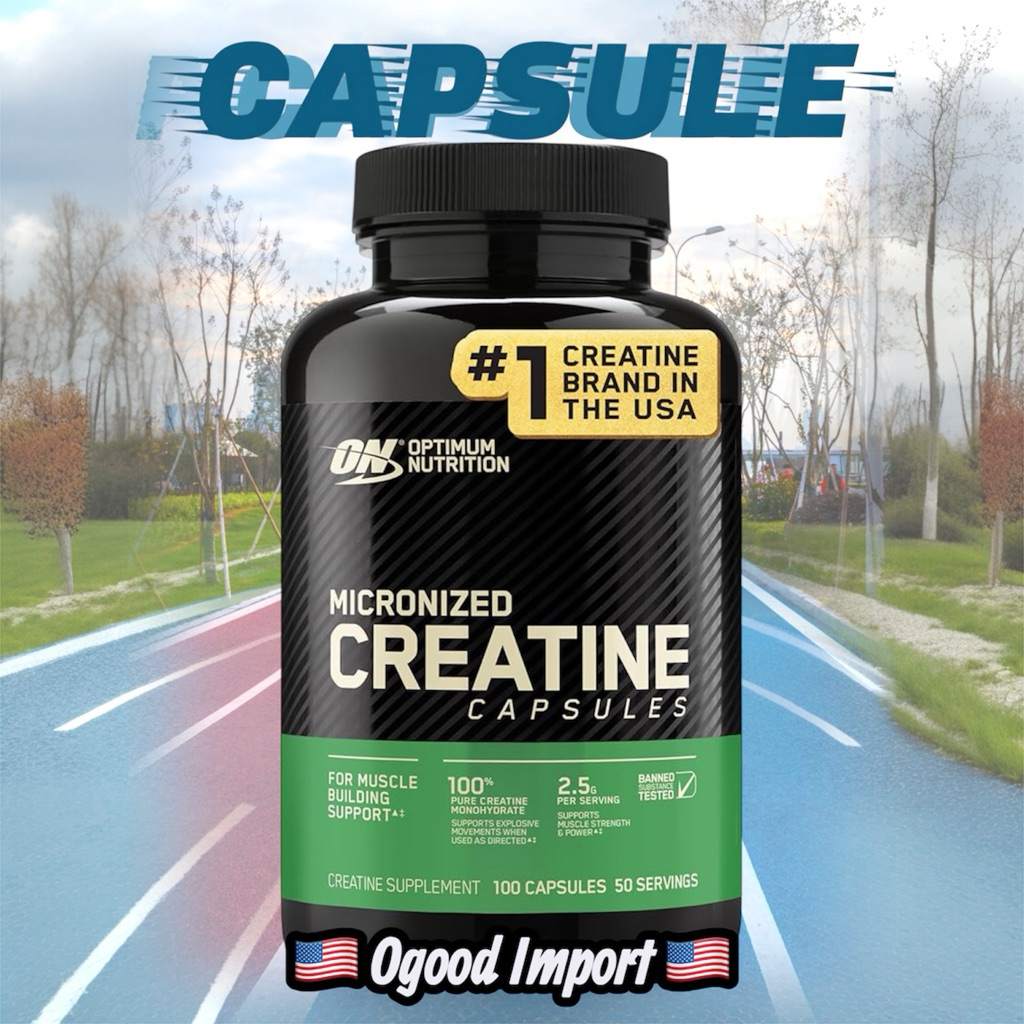 🇺🇸พร้อมส่งแท้100%🇺🇸ครีเอทีนบริสุทธิ์Optimum Nutrition Micronized Creatine Monohydrate Capsules, Keto Friendly, 2500mg
