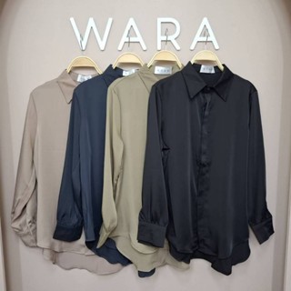 [SH5] เสื้อเชิ้ตแขนยาวผู้หญิง ผ้าซาตินเกาหลี แต่งสาบซ่อนกระด…