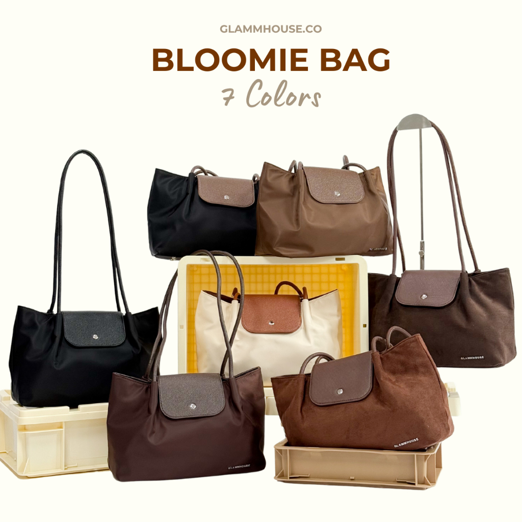 (วางขาย 24 พ.ย. 20.00) Glammhouse – Bloomy bag กระเป๋าสะพายผ้าไนลอนและหนังกลับ ดีไซต์มินิมอล ขนาด 12 นิ้ว