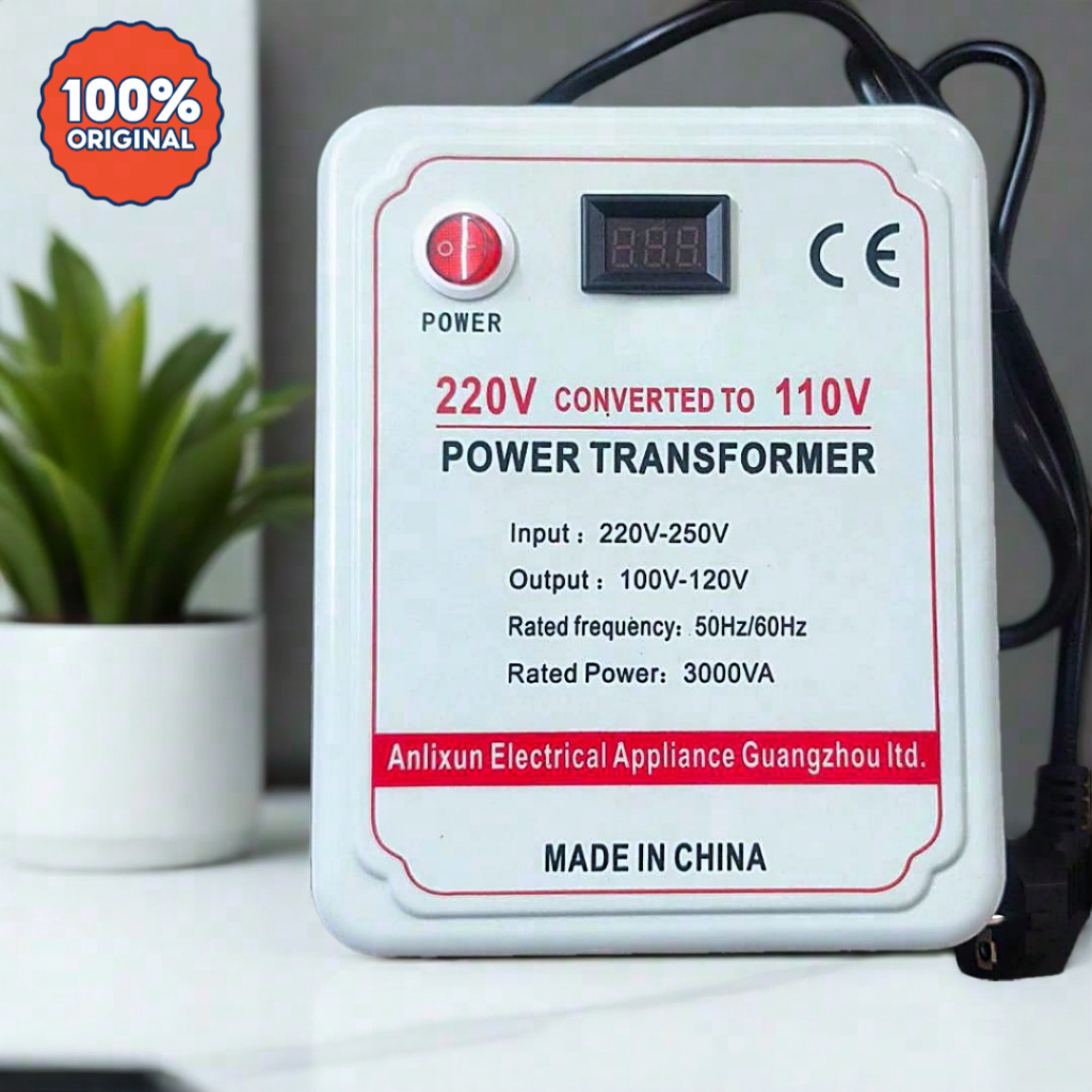 หม้อแปลงไฟ 220v->110v กำลัง 3,000วัตต์ ชนิดทอรอยด์ ผลิตจากคอยล์ทองแดง คุณภาพสูง