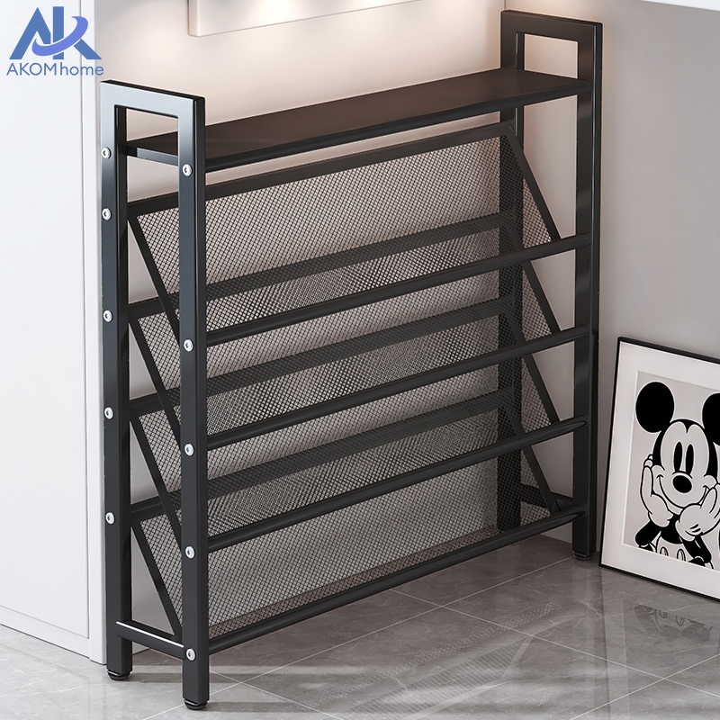 ชั้นวางรองเท้า ชั้นรองเท้า กันน้ำและกันสนิม ชั้นวางรองเท้าพับได้ ชั้นวางรองเท้าทรงเอียง 3/4/5ชั้น ง่ายต่อการหยิบรองเท้า