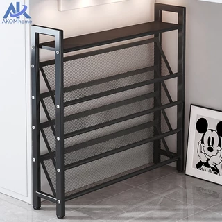 AKOM ชั้นวางรองเท้าทรงเอียง โครงเหล็กแข็งแรง 3/4/5 ชั้น กันน้ำ กันสนิม ใช้ในบ้านและคอนโด