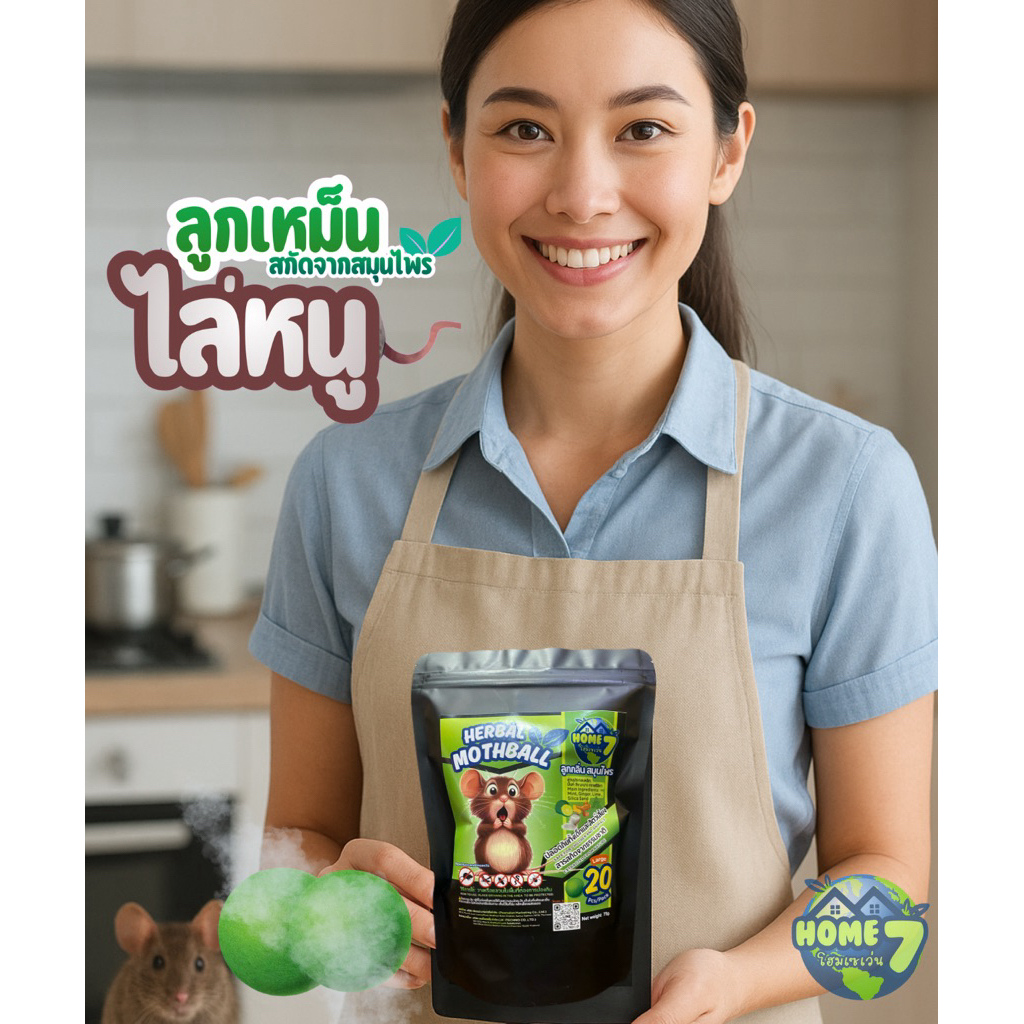 🎉ซื้อ3ห่อได้30เม็ดเล็ก 🎁ราคาโปรฯ ลูกเหม็นไล่หนูตราHome7 กลิ่นดีต่อคน หนูดมทนไม่ได้ ไม่กล้าเข้ามาบ้าน [Made in Thailand] - รูปที่ 6