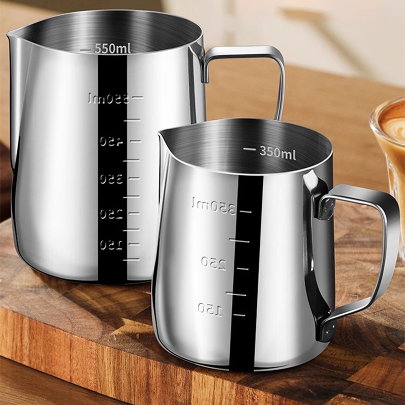 เหยือกตีฟองนม 350ml/600ml/1000ml พิชเชอร์ ถ้วยตีฟองนม สแตนเลส Stainless Milk Pitcher สเตนเลส304