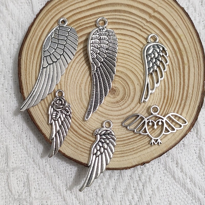 gift 2 Angel Wing Alloy Charms – 6-Type Assorted ony0ne not6(※You cannot choose the designs) ✨    Pe