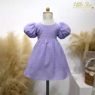 ⭐️Littlestar👧🏻 เดรสเด็ก เดรสคริสต์มาส มินิเดรสแขนตุ๊กตาผ้าด็อท GNP0662