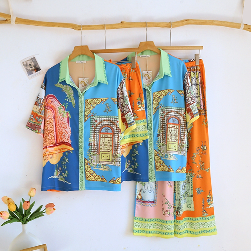 ชุดนอน Muslin Pajamas Collection Muslin Pet รุ่น Damask (N3319 T3319) | ชุดนอนชุดเที่ยว