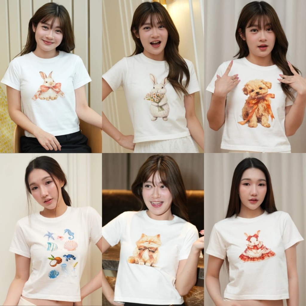 Animal Crop Top เสื้อยืด เสื้อครอป พิมพ์ลาย น้องหมา แมว กระต่าย เสื้อน่ารัก ผ้าคอตตอน cotton แฟชั่น ผู้หญิง genY genZ ผญ