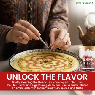 Gourmazia Premium Kashmiri Saffron – All-Red Mongra Threads, Hand-Picked & Sun-Dried, Single-Origin from Kashmir, 2G