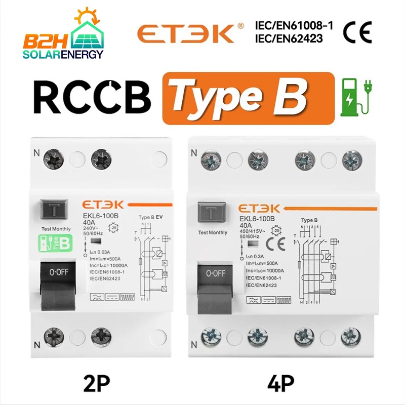 ETEK EKL6-100B 40A 30MA Type B  (RCCB) Residual Current Circuit Breaker สินค้ารับประกัน 1 ปี