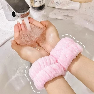 G212 สายรัดข้อมือ ผ้าไมโครไฟเบอร์ ดูดซับน้ําได้ถึง2ชิ้น สำหรับล้างหน้า กันหยด