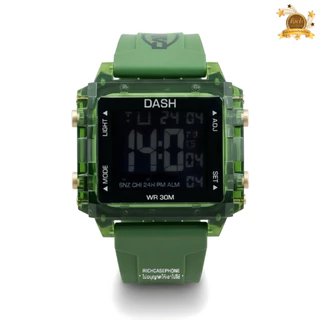 นาฬิกาข้อมือ DASH แท้ รหัส D1 กันน้ำ 100% ระบบดิจิตอล หน้าเหลี่ยม ขอบใส สายยางเรซิ่น มีหลายสี