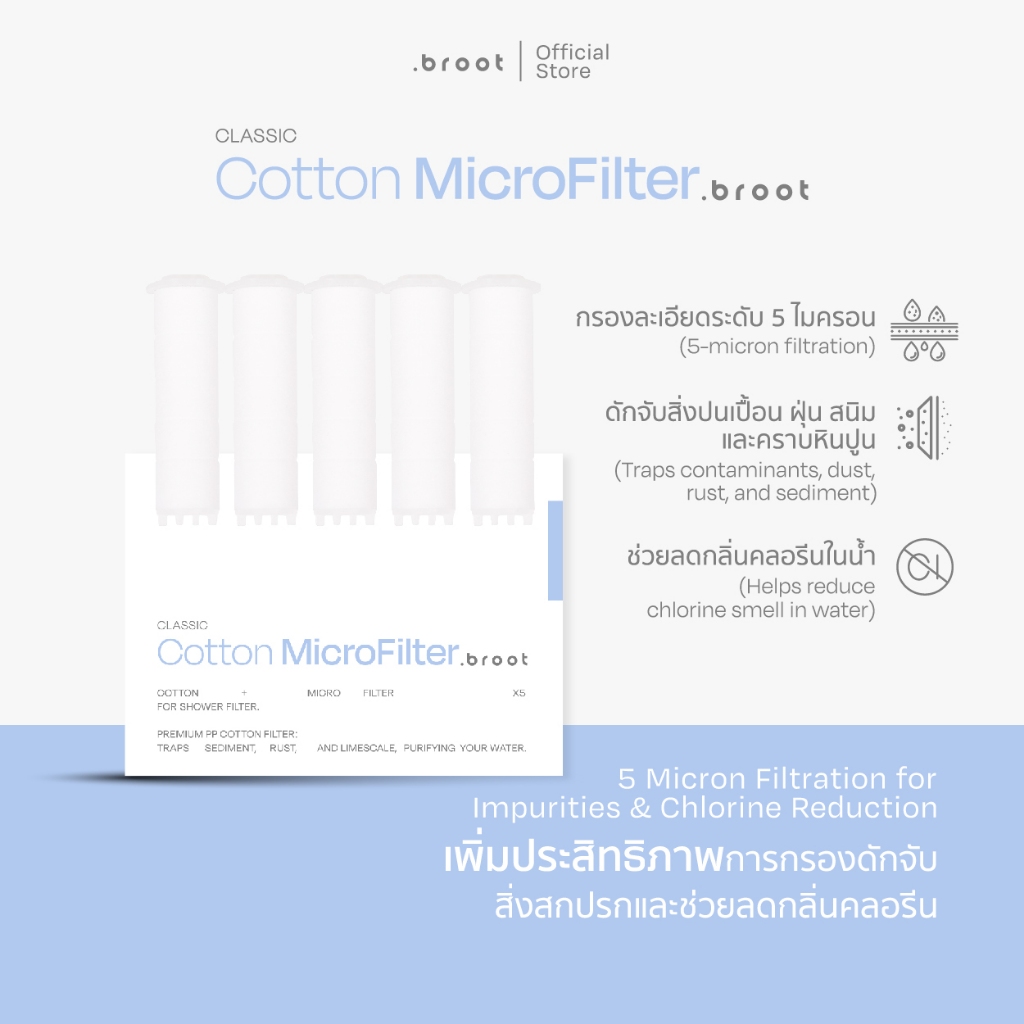 Filter ไส้กรองน้ำ 5 ชิ้น สำหรับฝักบัวกรองน้ำ