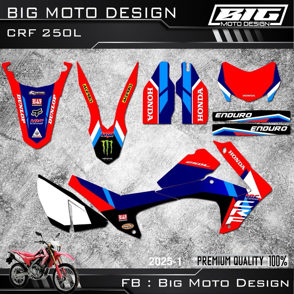 สติ๊กเกอร์ CRF250l งานพิมพ์คุณภาพสูง เคลือบเงาอย่างดี ปะได้เต็มคัน (เปลี่ยนเลขเบอร์แจ้งข้อความร้าน)