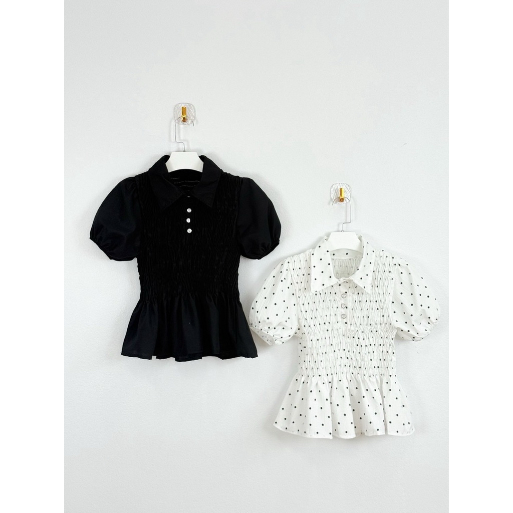 INFINITY : Dolan Top (โดลาน) เสื้อแขนตุ๊กตา คอปก สม็อครอบตัว