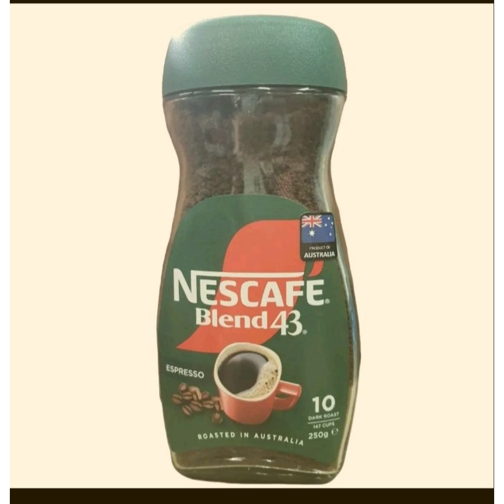 กาแฟ เนสกาแฟ เข้มสุด Nescafe  Blend43 Expresso เนสกาแฟ เอสเพราโซ อินสแตนท์ คอฟฟี่ จากออสเตรเลีย น้ำหนัก 250 กรัม