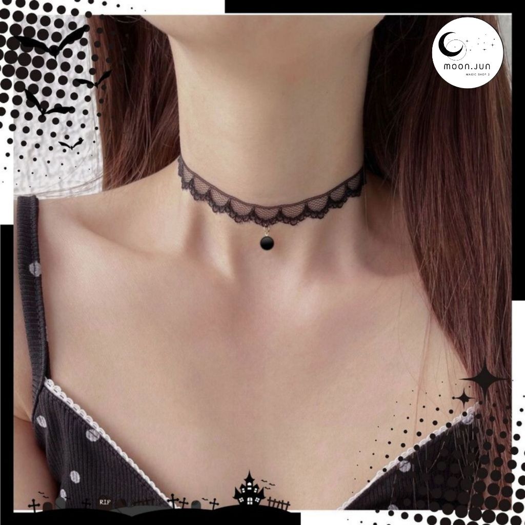 🔮 โชคเกอร์แฟชั่น สร้อยคอ เครื่องประดับสีดำ 🔮 A-113 พร้อมส่งจากไทย