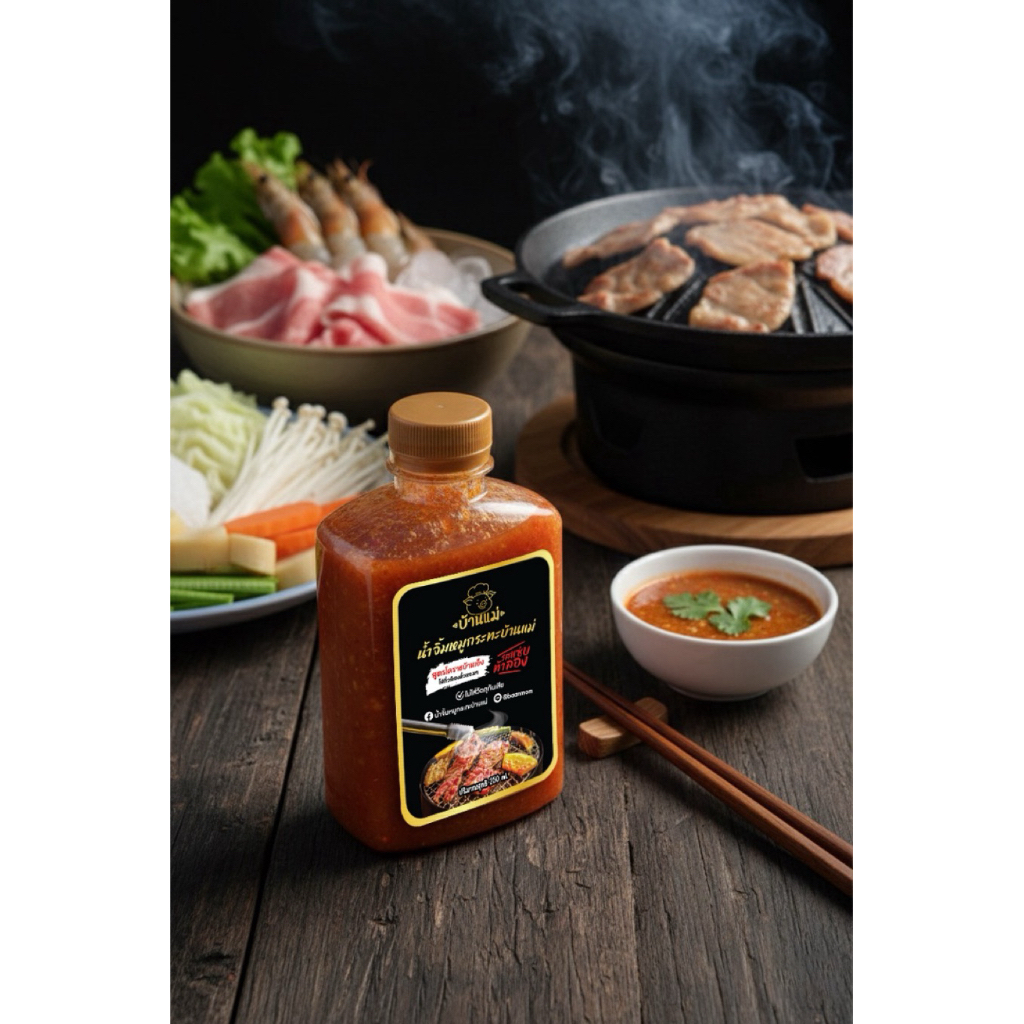 น้ำจิ้มหมูกระทะตราบ้านแม่ สูตรโคราช เผ็ด เปรี้ยว เค็ม หวาน ขวดใหญ่ 250 ml. ถ้าให้ลองแล้วใจติดใจเด้อ🌶️