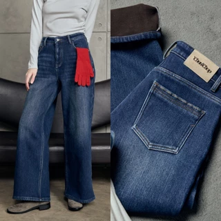 CHUUCHOP - (XS-4XL) Henry jeans กางเกงยีนน์ขายาว บุขนกันหนาวได้ 15 องศา (C8474)