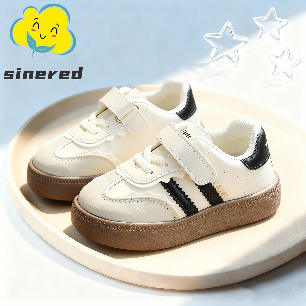 Sinered เกาหลีเด็กง่ายรองเท้าผ้าใบสบายสำหรับเด็กผู้ชายหนังรองเท้าลำลองน้ำหนักเบาระบายอากาศเด็กรองเท้