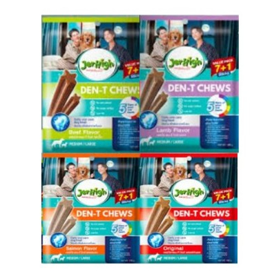 Jerhigh 180g Den-T Chews (แพ็คใหญ่ 1ซอง) สำหรับสุนัขพันธุ์กลาง-พันธุ์ใหญ่ ขนมขัดฟันสุนัข กินปากหอมสะอาด ฟันแข็งแรง