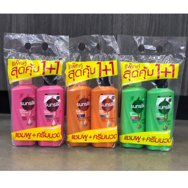 แพ็คคู่ สุดคุ้ม SUNSILK (325+400 ml. X2) ซันซิล (แชมพู + ครีมนวด) มี 3 สูตร