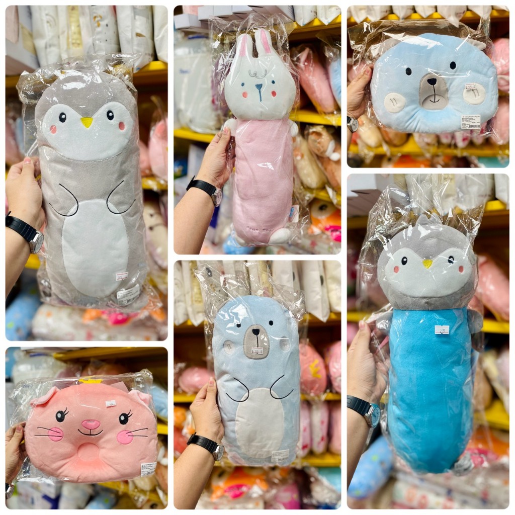 หมอนหลุมสุดนุ่ม / หมอนข้าง papa/babicare หมอนหัวทุย กันหัวแบน / ผ้าเวสบัว