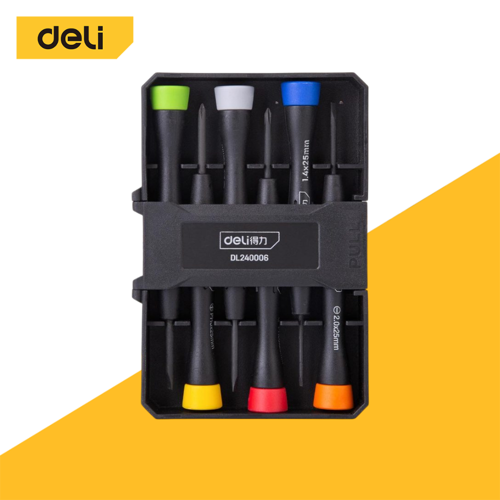 Deli ไขควงเล็ก ไขควงซ่อมนาฬิกา ไขควงนาฬิกา ชุดไขควงซ่อมนาฬิกา ไขควงอเนกประสงค์ ไขควงงานละเอียด 6 ตัว