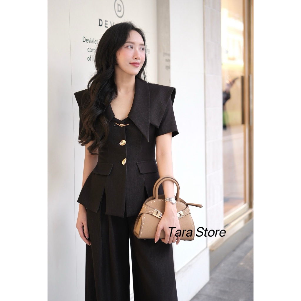 Tara Store ชุดเซ็ท ชุดทำงานสีดําพื้นฐานนําความงามคลาสสิกและหรูหรา #H008